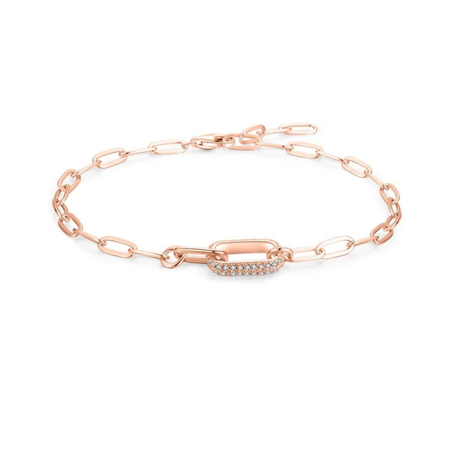 18K Elegant Geometric Lock Bracelet – 925 Sterling Silver