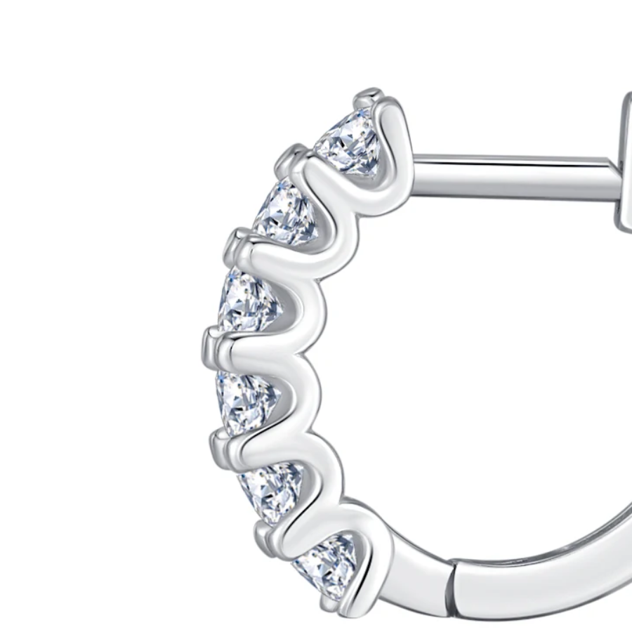 D Color Moissanite Small Hoop Earrings – 925 Sterling Silver