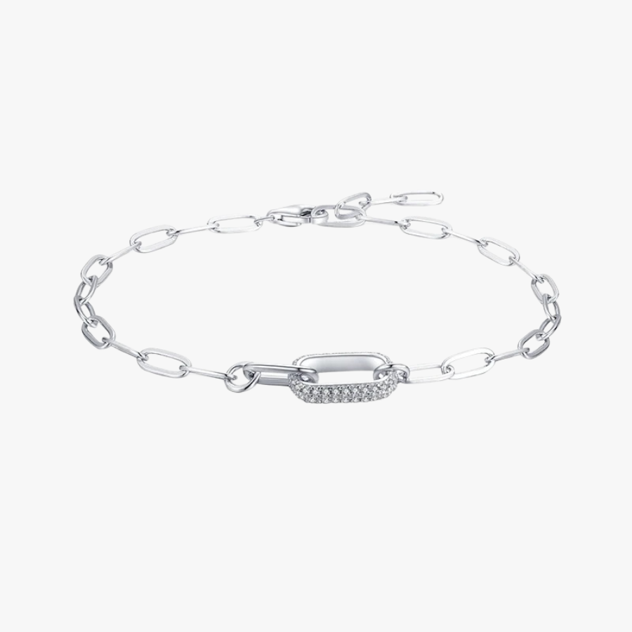 18K Elegant Geometric Lock Bracelet – 925 Sterling Silver