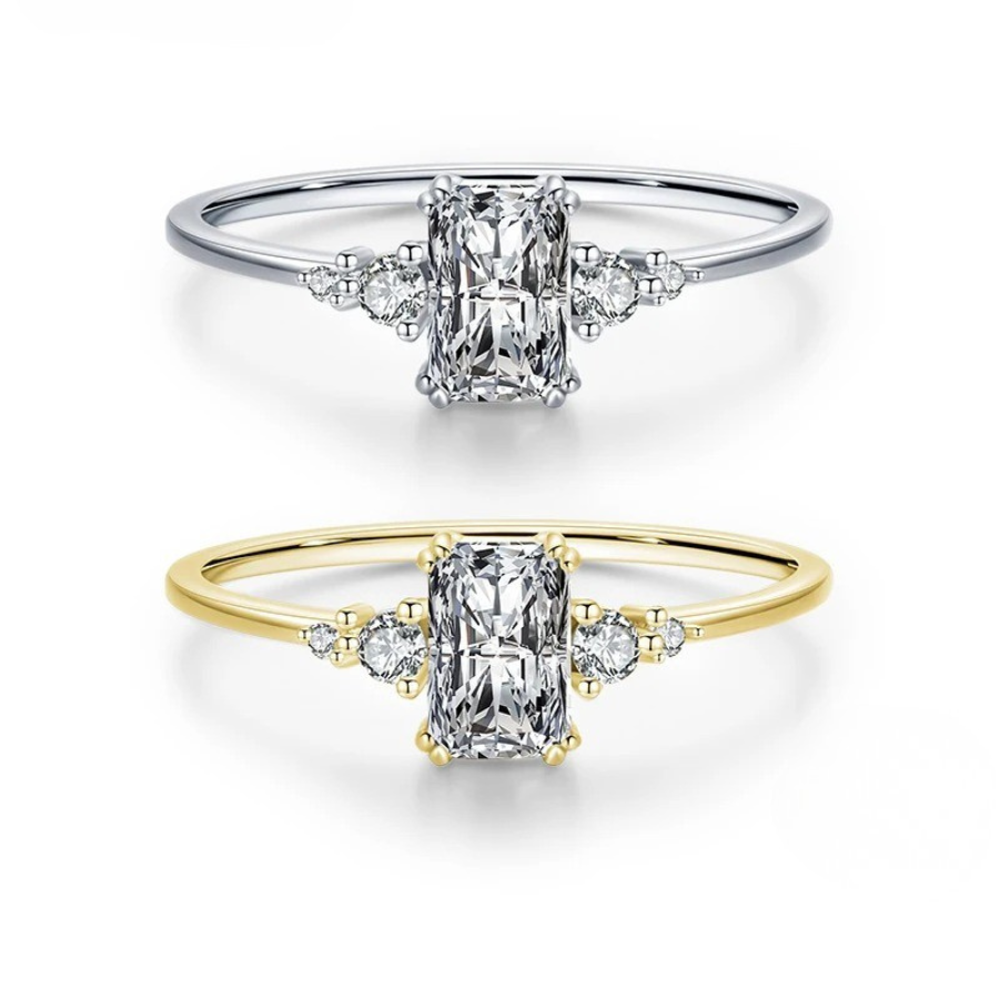 Elegant Rectangle CZ Finger Ring – 925 Sterling Silver