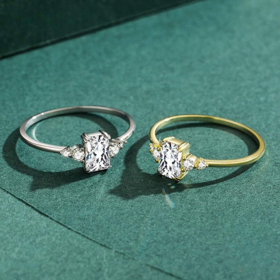 Elegant Rectangle CZ Finger Ring – 925 Sterling Silver