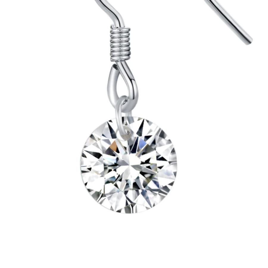 1CT D Color Moissanite Hook Earrings – 925 Sterling Silver