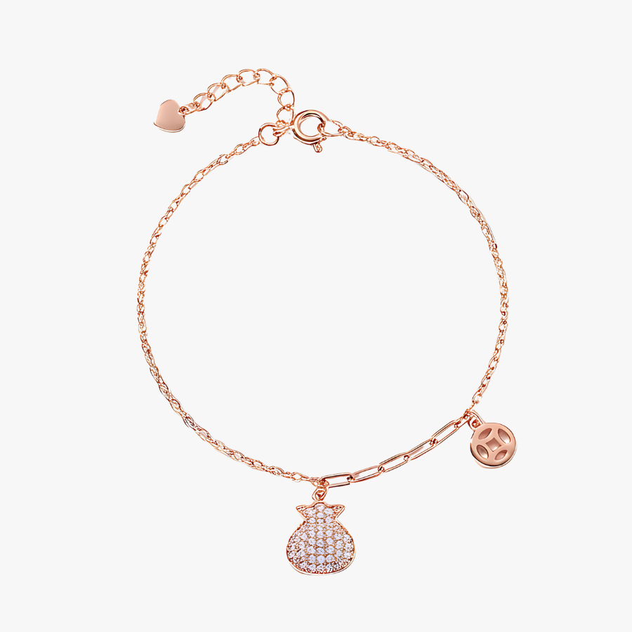 18K Lucky Coin Pouch Bracelet – 925 Sterling Silver
