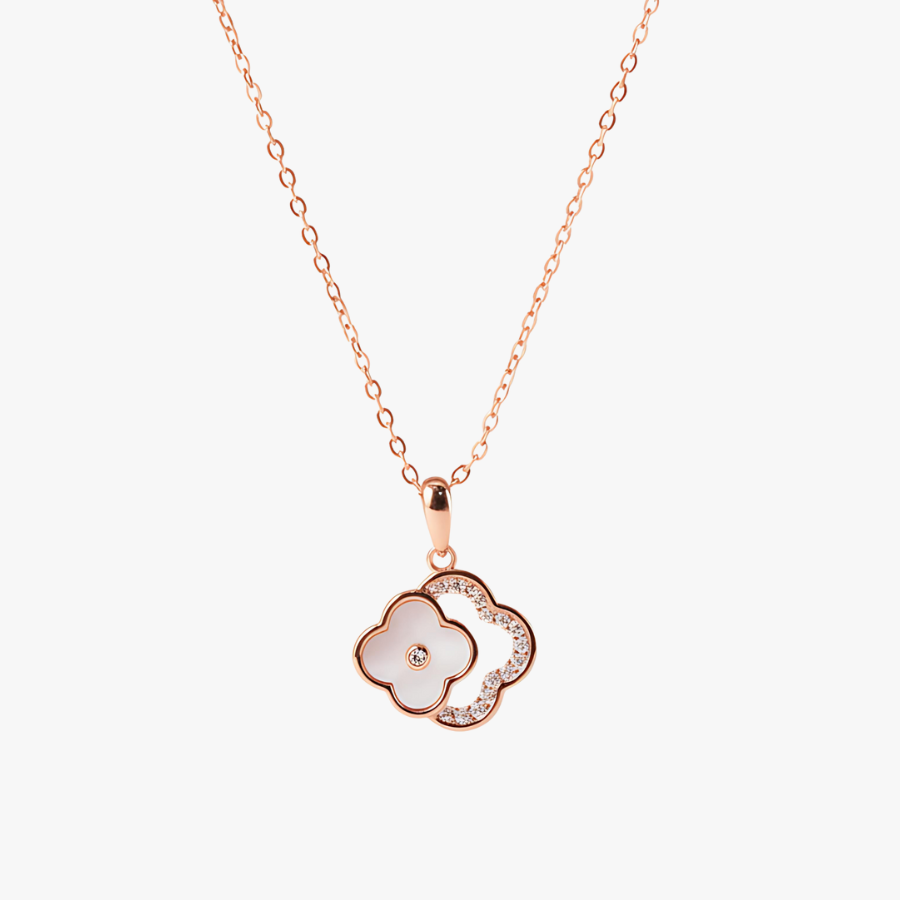 18K Rose Gold Plated Clover Necklace – 925 Sterling Silver