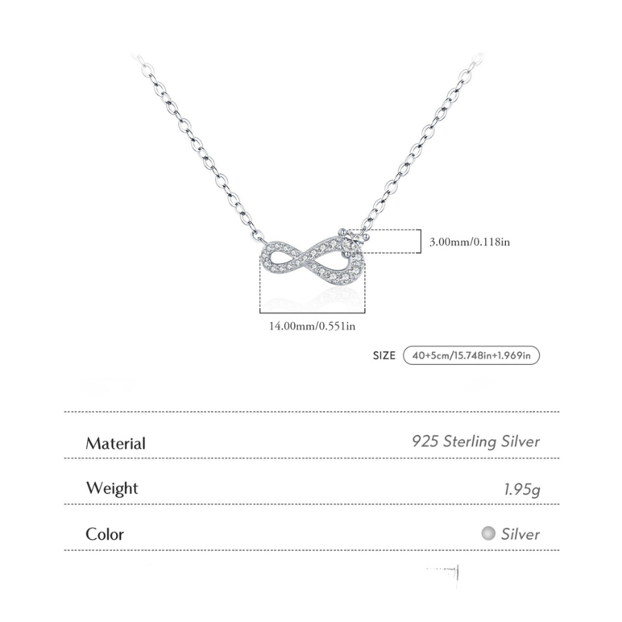 Eternal Love Mobius Heart CZ Necklace – Romantic 925 Sterling Silver Jewelry