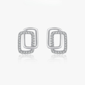 Modern Double Geometric CZ Earrings – 925 Sterling Silver