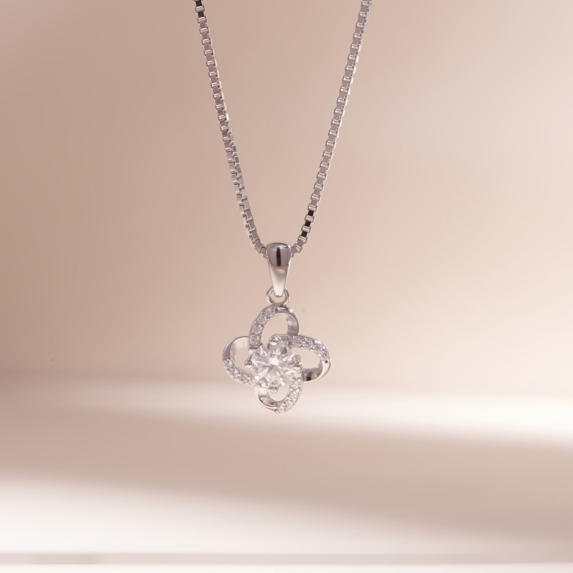 18K Moissanite Four Leaf Clover Necklace 5mm – 925 Sterling Silver