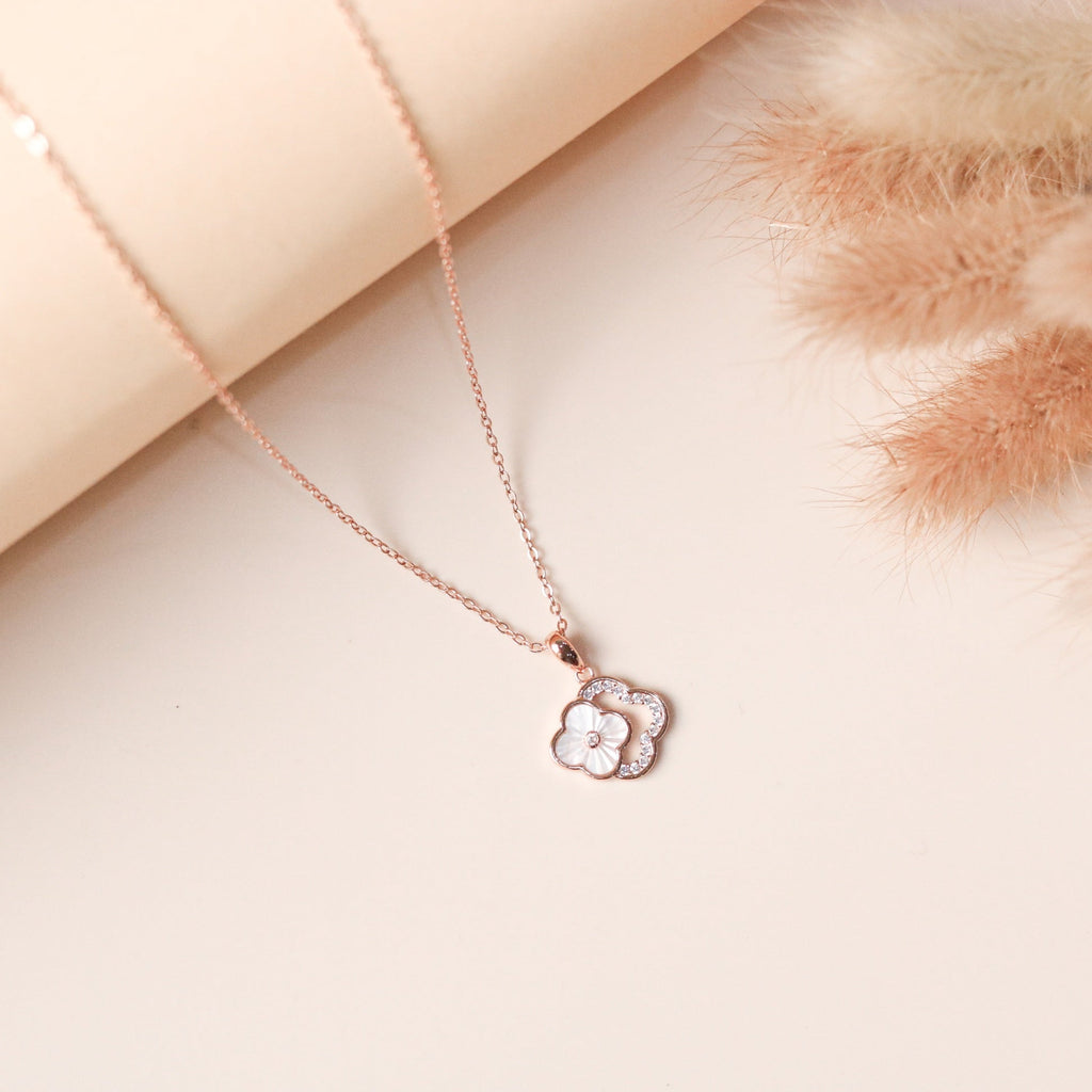 18K Rose Gold Plated Clover Necklace – 925 Sterling Silver
