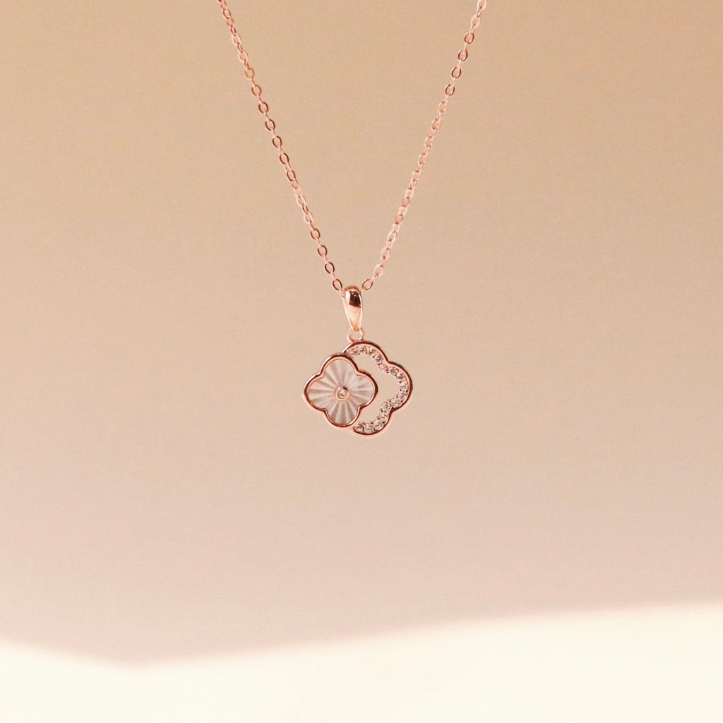 18K Rose Gold Plated Clover Necklace – 925 Sterling Silver