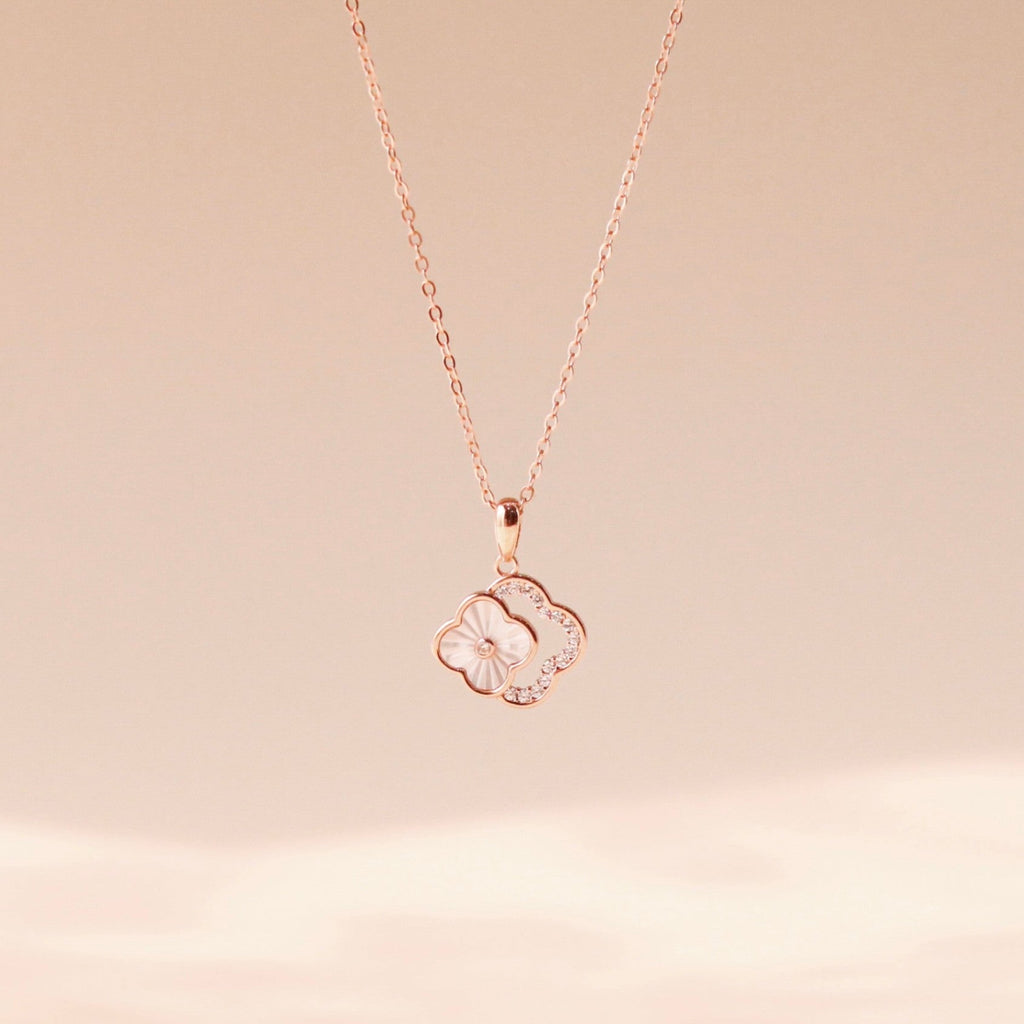 18K Rose Gold Plated Clover Necklace – 925 Sterling Silver
