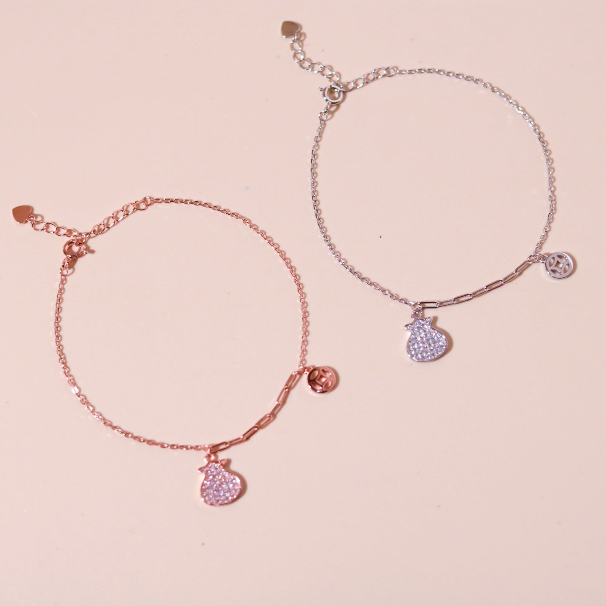 18K Lucky Coin Pouch Bracelet – 925 Sterling Silver