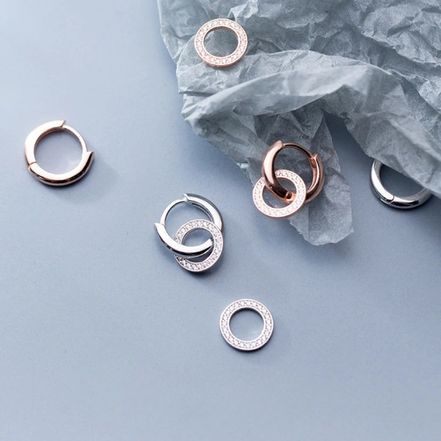 Sparkling CZ Hoop Earrings – 925 Sterling Silver Circle Earrings