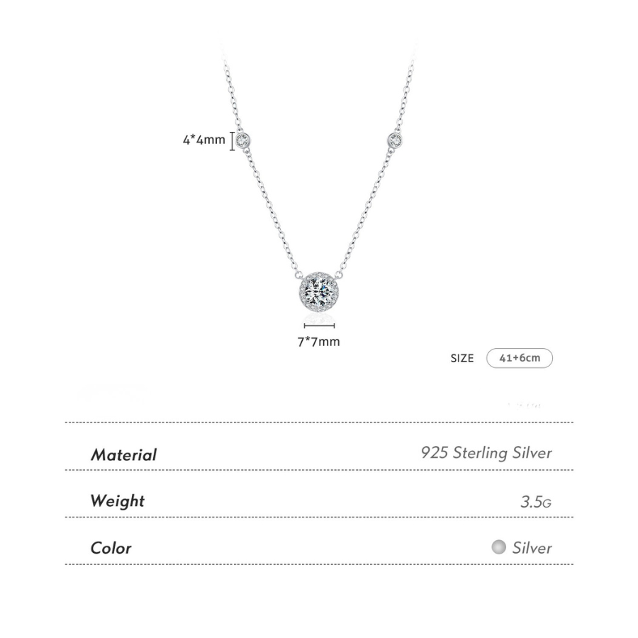 Elegant Round CZ Necklace – 925 Sterling Silver Fine Jewelry for Women