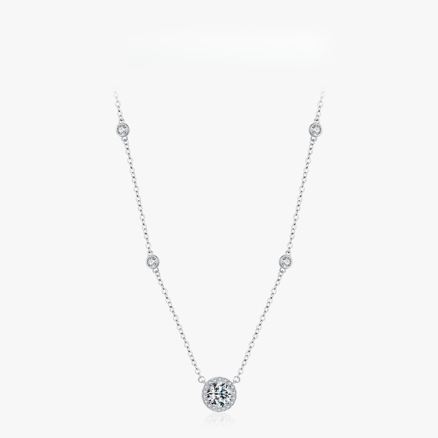 Elegant Round CZ Necklace – 925 Sterling Silver Fine Jewelry for Women