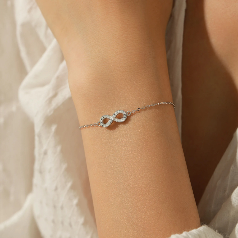 Elegant D Color Moissanite Infinity Bracelet – 925 Sterling Silver