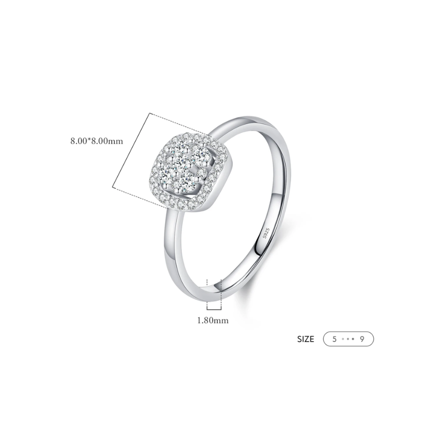 Sparkling Pave Moissanite Ring – 925 Sterling Silver