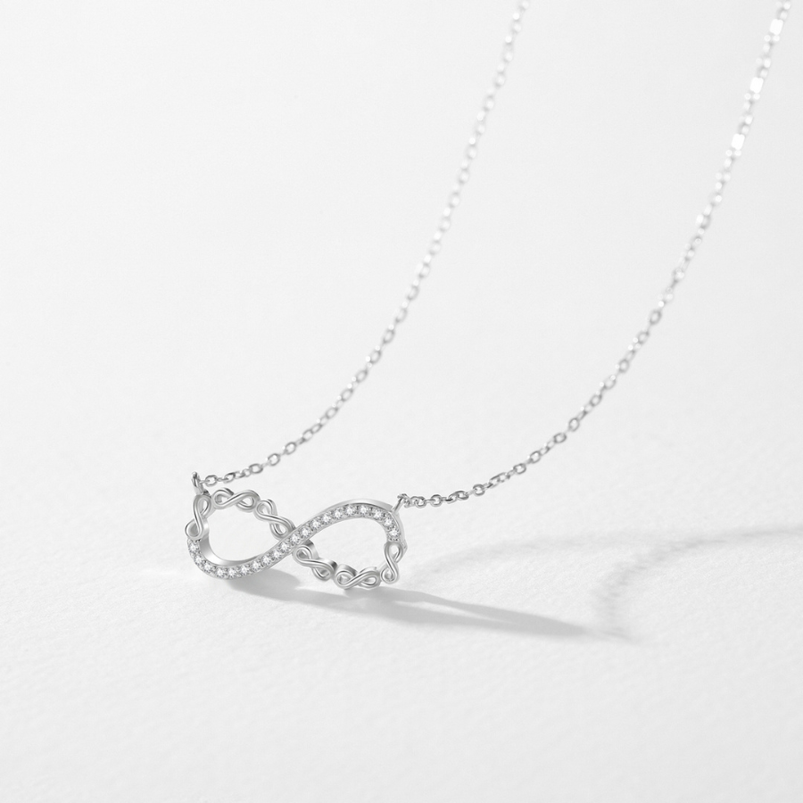 Romantic Infinite Love CZ Necklace – Solid 925 Sterling Silver Pendant