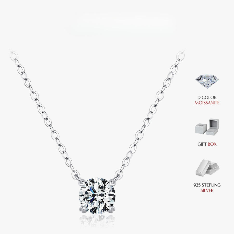 D Color Moissanite Pendant Necklace – Elegant 925 Sterling Silver Jewelry