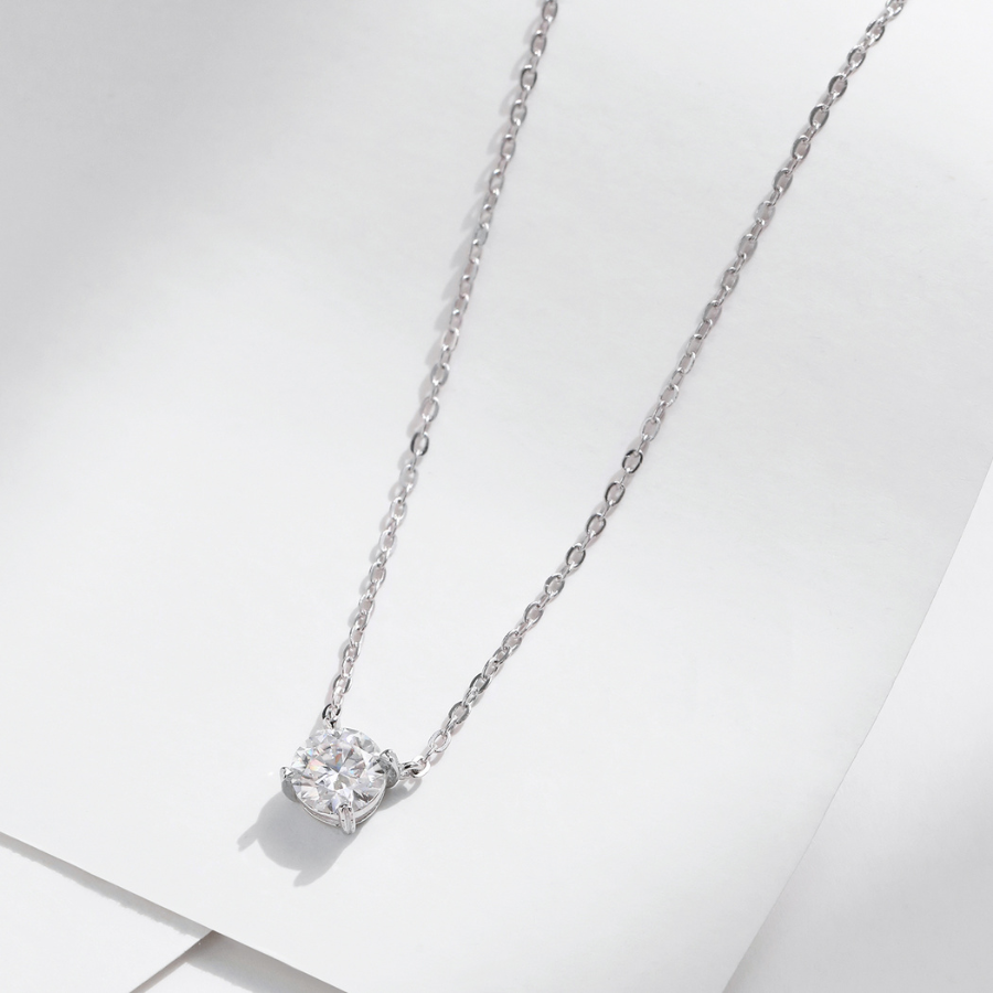 D Color Moissanite Pendant Necklace – Elegant 925 Sterling Silver Jewelry