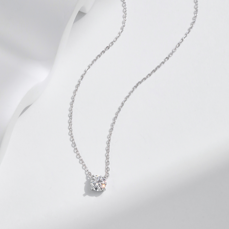 D Color Moissanite Pendant Necklace – Elegant 925 Sterling Silver Jewelry