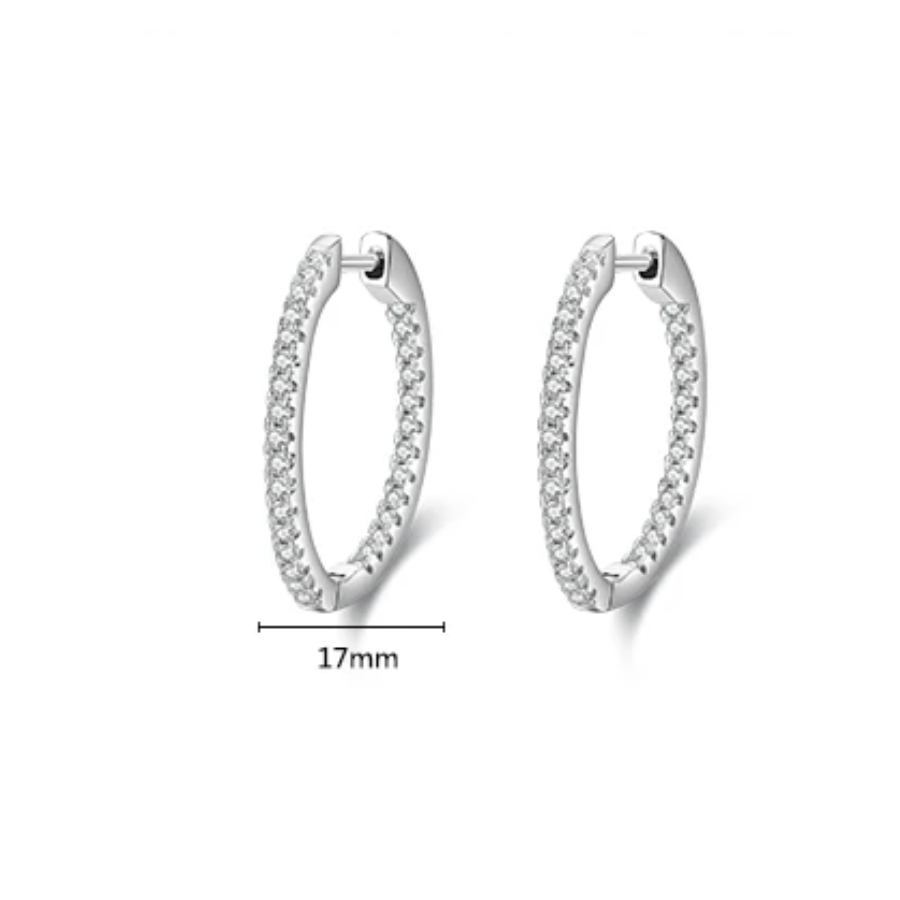 Classic Clear CZ Hoop Earrings – 925 Sterling Silver