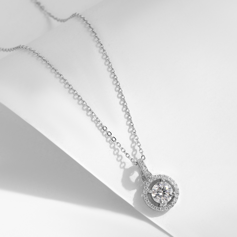 D Color 1 Carat Moissanite Pendant Necklace – Elegant 925 Sterling Silver Jewelry