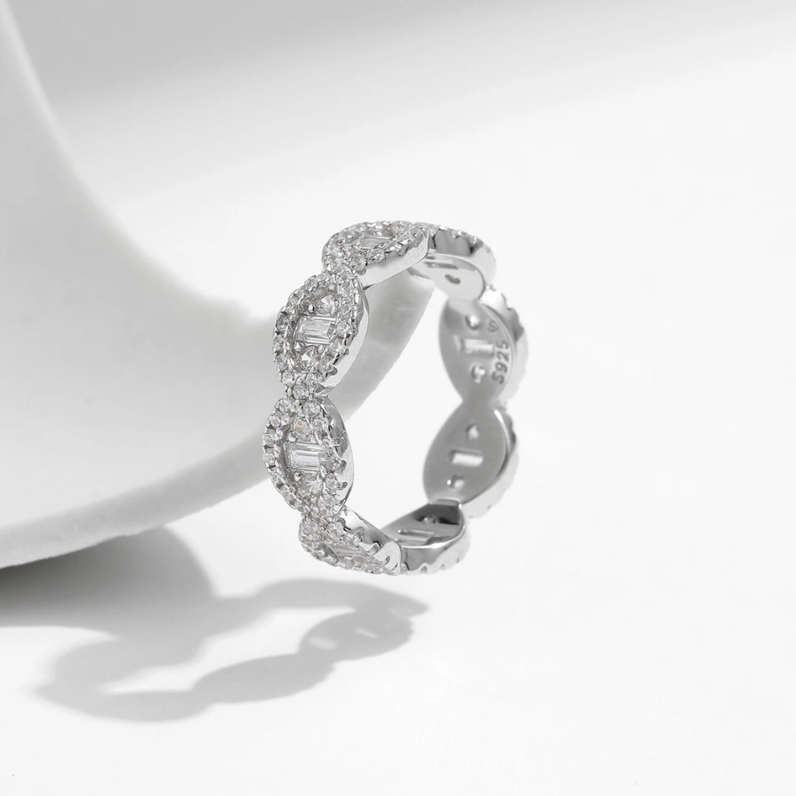 Sparkling Geometric CZ Eternity Band – 925 Sterling Silver