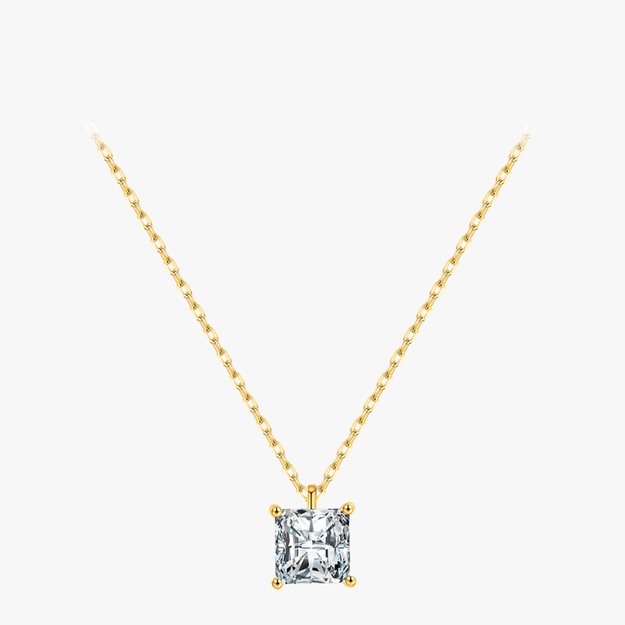 Elegant Square CZ Necklace – Platinum Plated 925 Sterling Silver Fine Jewelry
