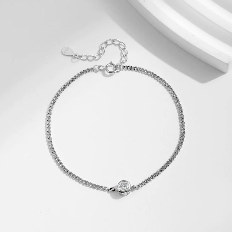18K Minimal Bezel Moissanite Bracelet – 0.25CT 925 Sterling Silver