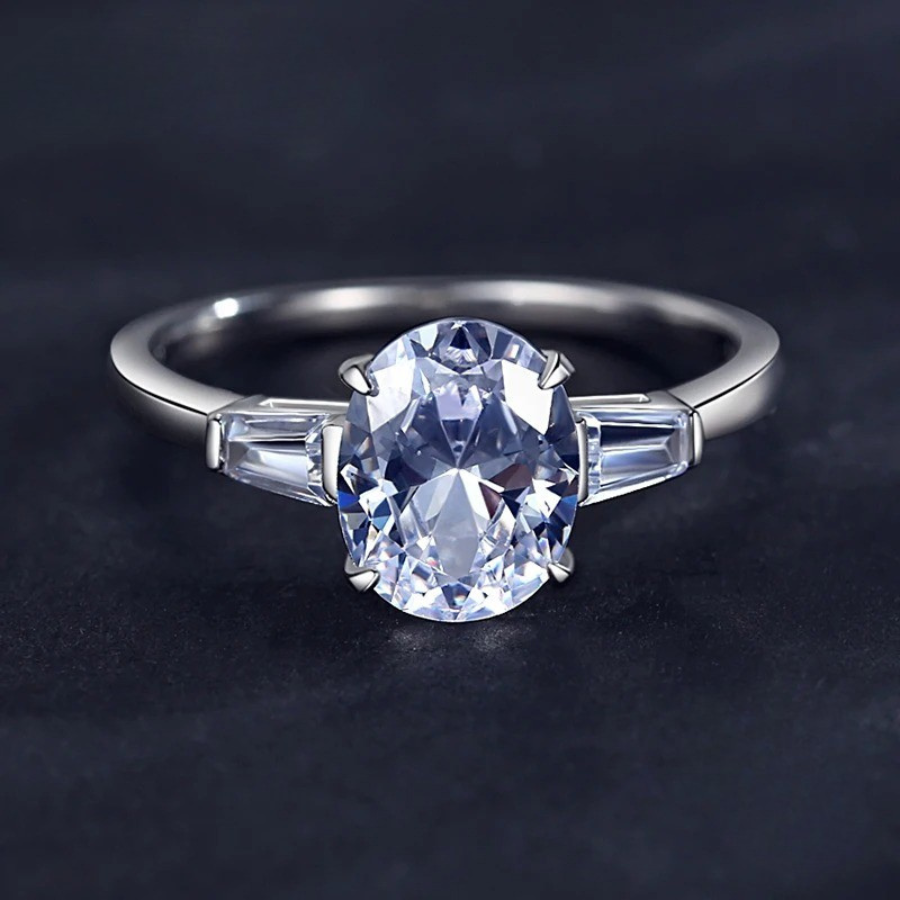 Luxury Oval Clear CZ Ring – 925 Sterling Silver