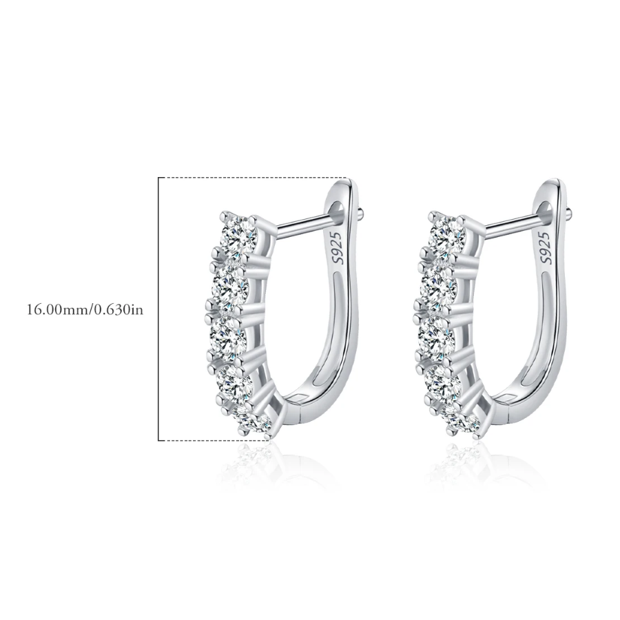 Elegant D Color Moissanite U-Shape Earrings – 925 Sterling Silver