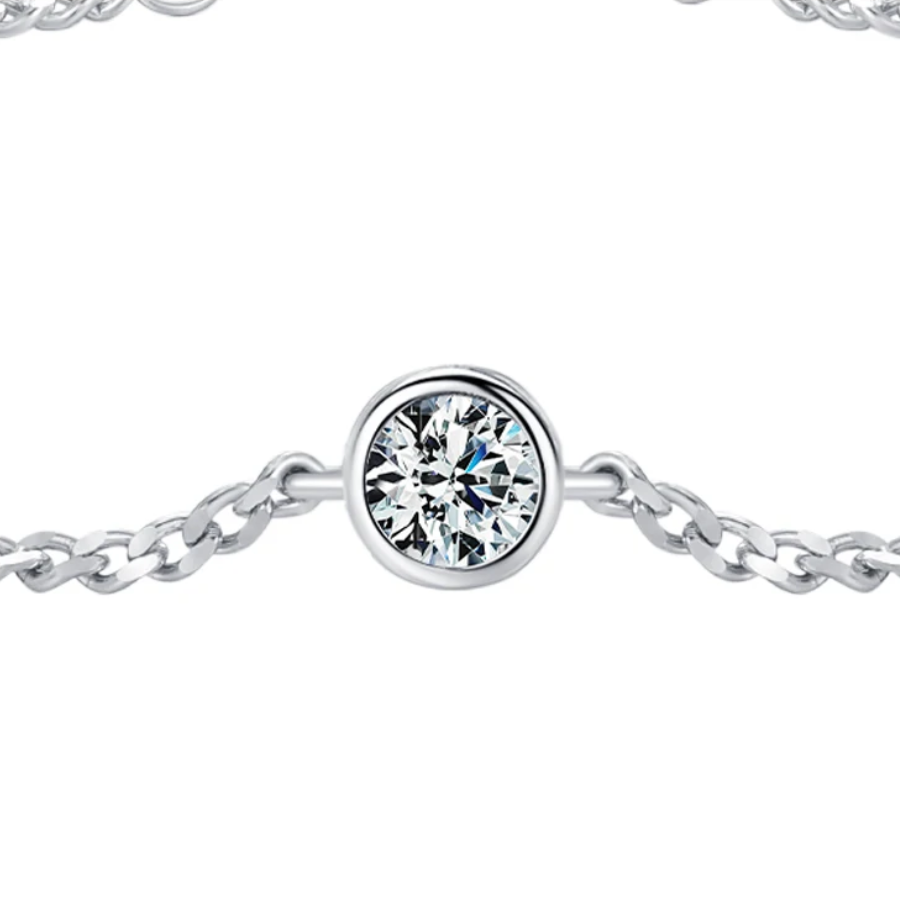 18K Minimal Bezel Moissanite Bracelet – 0.25CT 925 Sterling Silver