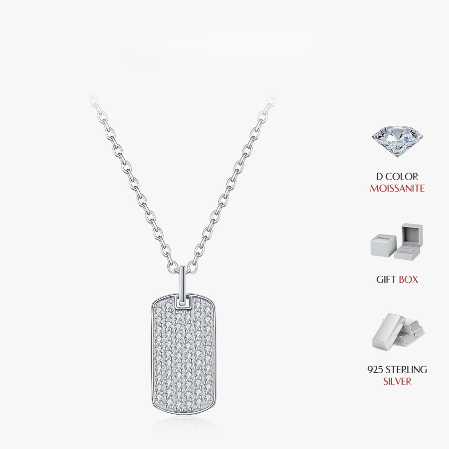 Trendy Rectangle Moissanite Necklace – D Color 925 Sterling Silver Jewelry