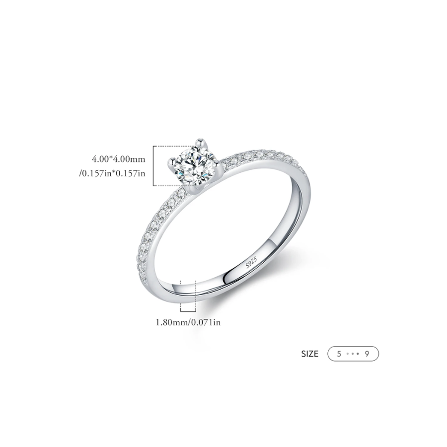 D Color Square Moissanite Ring – 925 Sterling Silver