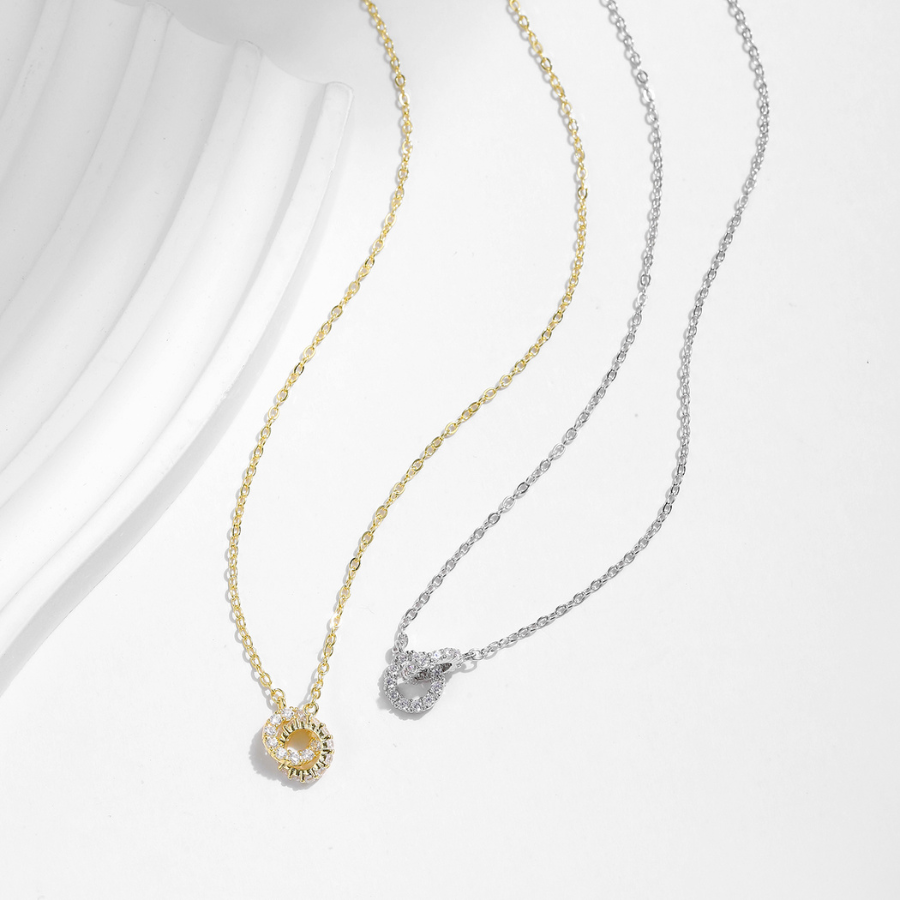 Circle Lock Pendant Necklace – Sparkling 925 Sterling Silver Everyday Jewelry