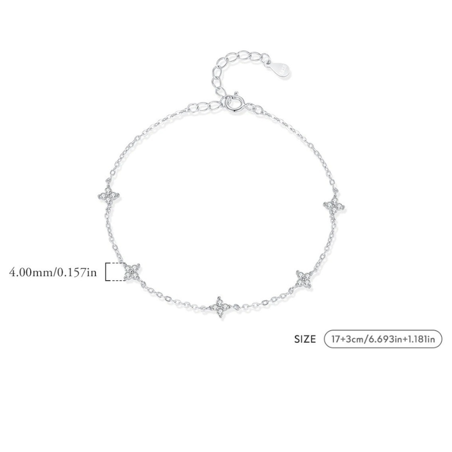 18K Dainty Mini Flower CZ Bracelet – 925 Sterling Silver