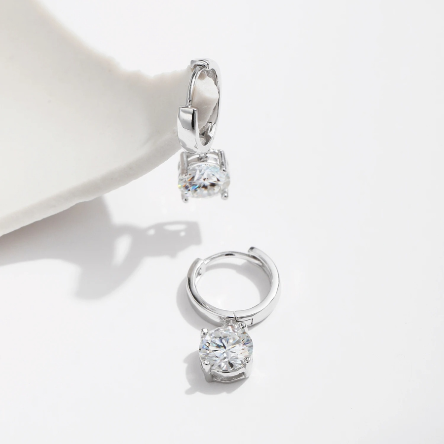 1.0CT D Color Moissanite Hoop Earrings – 925 Sterling Silver