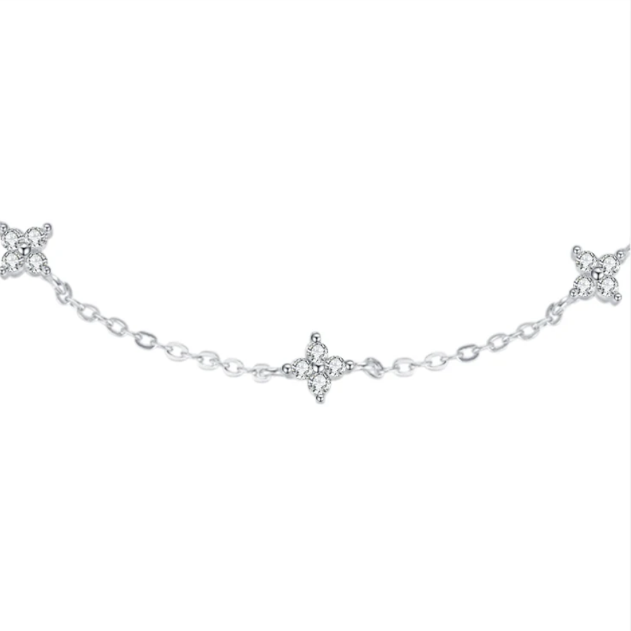 18K Dainty Mini Flower CZ Bracelet – 925 Sterling Silver