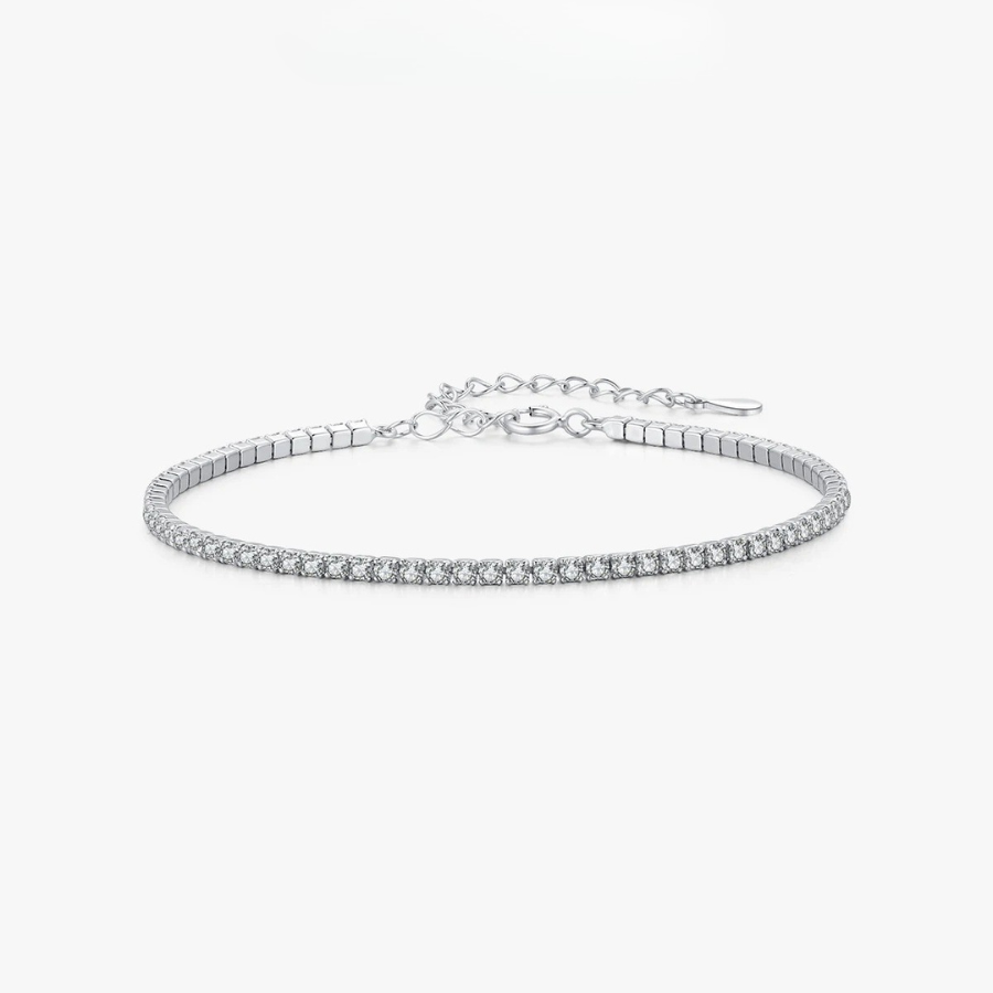 18K Elegant Clear CZ Bracelet – 925 Sterling Silver