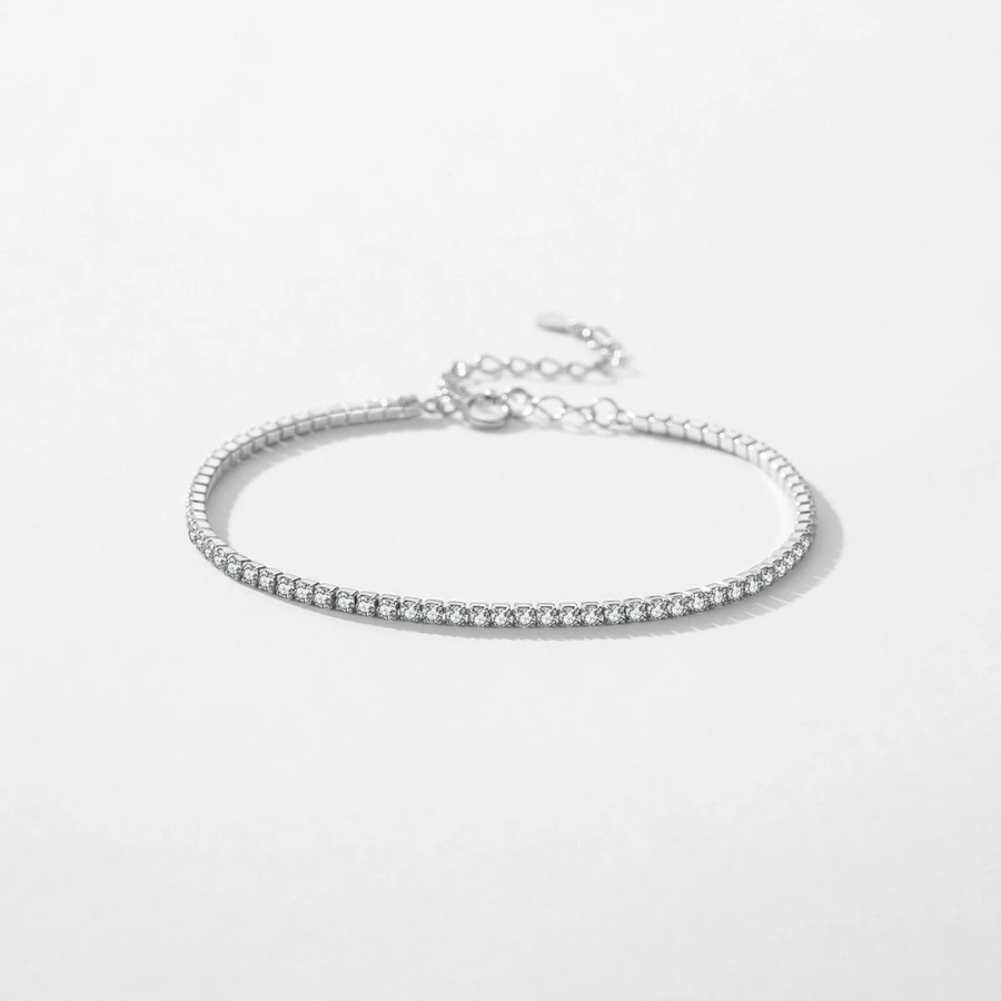 18K Elegant Clear CZ Bracelet – 925 Sterling Silver