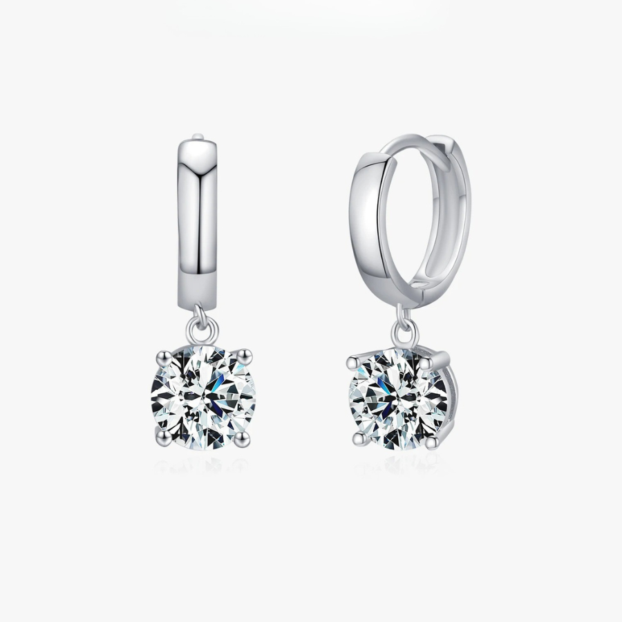 1.0CT D Color Moissanite Hoop Earrings – 925 Sterling Silver
