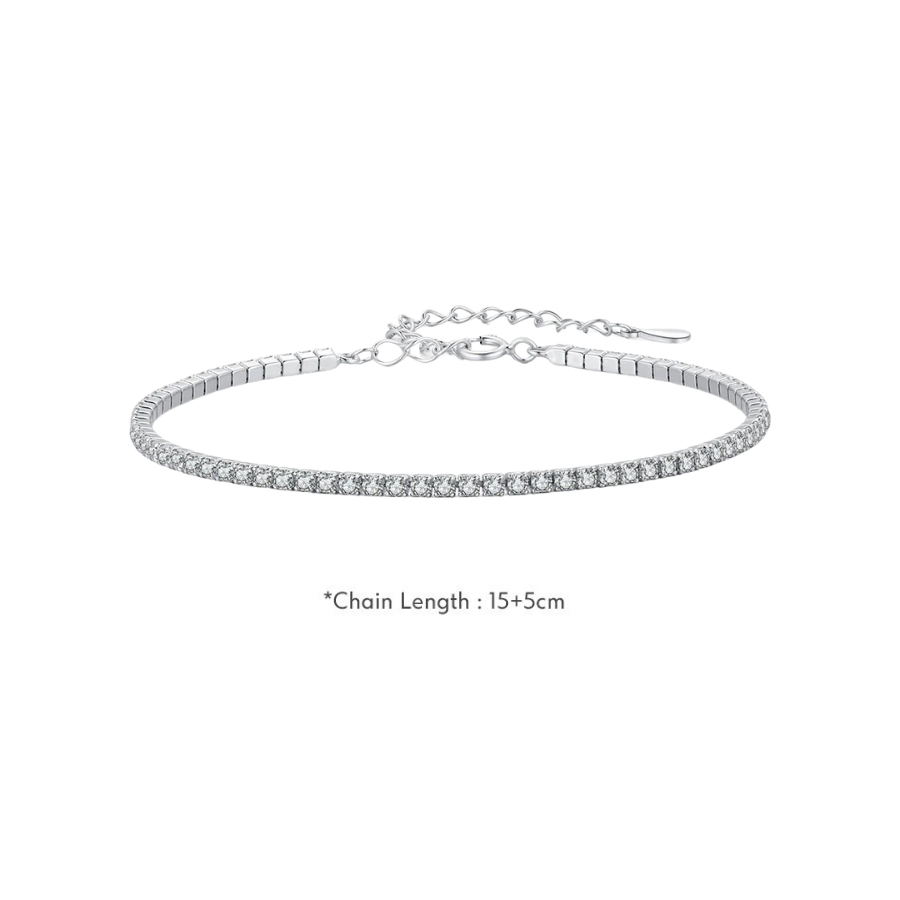 18K Elegant Clear CZ Bracelet – 925 Sterling Silver