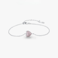 18K Romantic Pink Zircon Heart Bracelet – 925 Sterling Silver