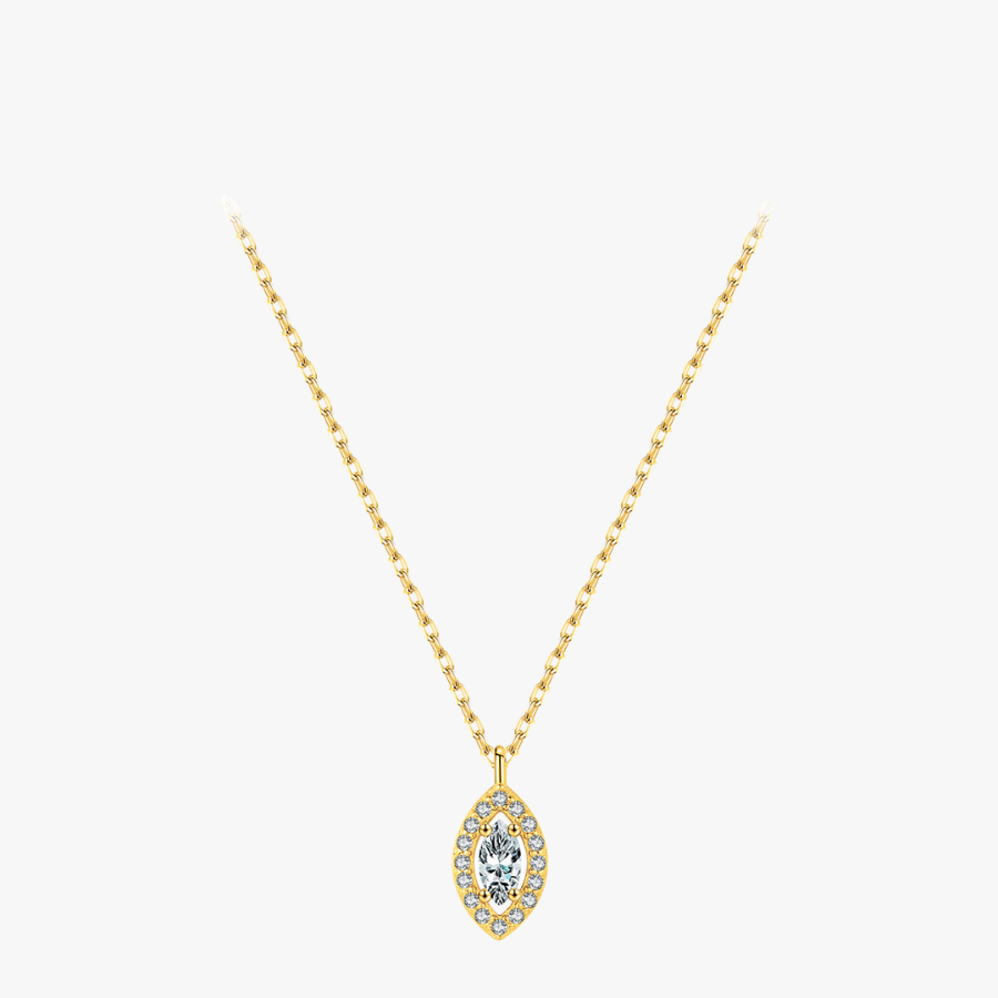 Trendy Rhombus CZ Necklace – Gold Tone 925 Sterling Silver Jewelry