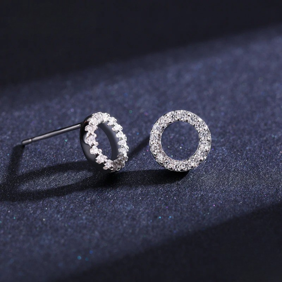 Classic Round CZ Stud Earrings – 925 Sterling Silver