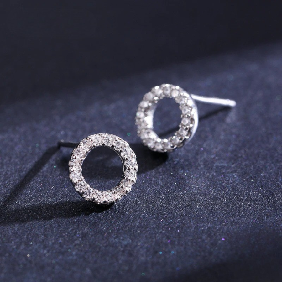 Classic Round CZ Stud Earrings – 925 Sterling Silver