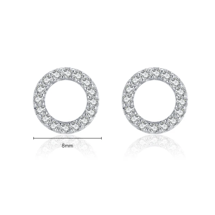 Classic Round CZ Stud Earrings – 925 Sterling Silver