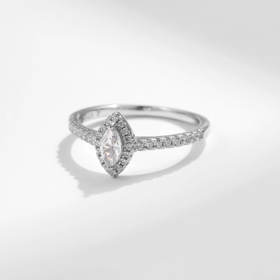 Exquisite Marquise CZ Engagement Ring – 925 Sterling Silver