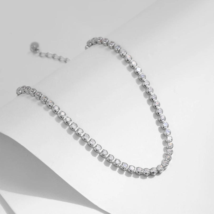 18K Elegant Round CZ Tennis Bracelet – 925 Sterling Silver