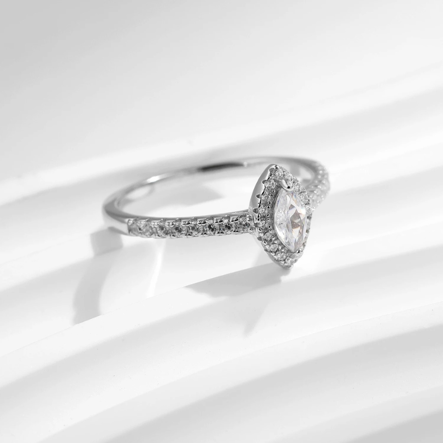 Exquisite Marquise CZ Engagement Ring – 925 Sterling Silver